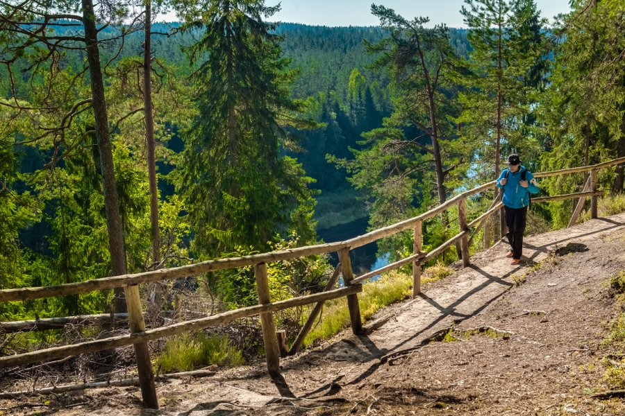 Prepared walker on a Norwegian outdoor path